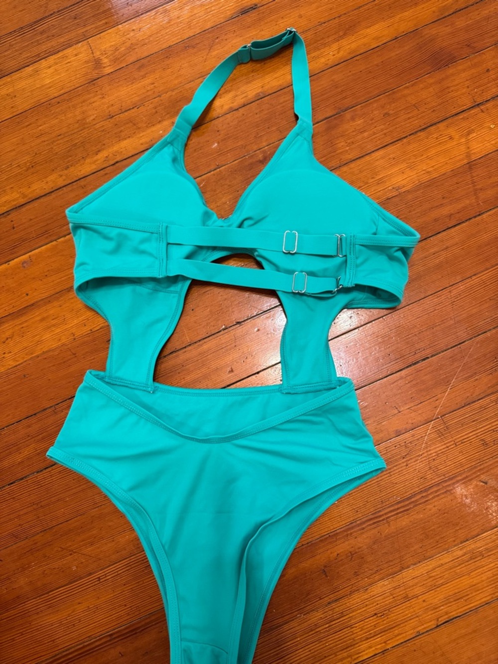 CXIX Dollhaus Polewear Bodysuit Aqua Halter One-Piece Swimsuit - Picture 2 of 7